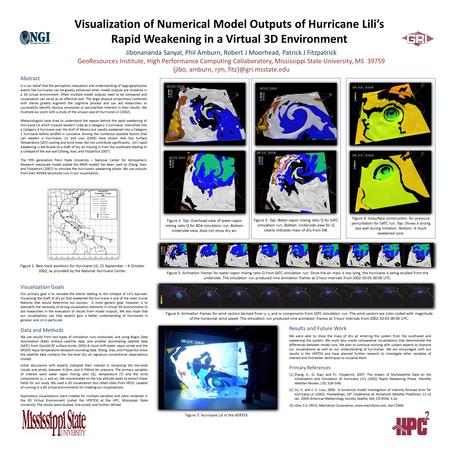 Visualization of Numerical Model Outputs of Hurricane Lili’s Rapid Weakening in a Virtual 3D Environment Jibonananda Sanyal, Phil Amburn, Robert J Moorhead,