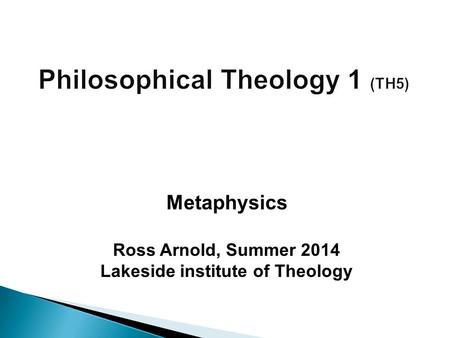 Philosophical Theology 1 (TH5)