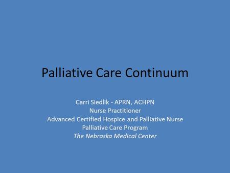 Palliative Care Continuum