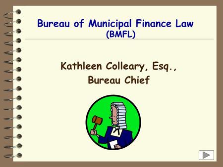 Bureau of Municipal Finance Law Kathleen Colleary, Esq., Bureau Chief (BMFL)
