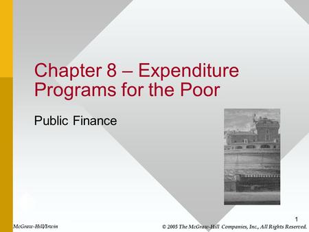 Chapter 8 – Expenditure Programs for the Poor