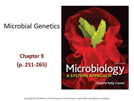 Microbial Genetics Chapter 9 (p. 251-265) Copyright © The McGraw-Hill Companies, Inc) Permission required for reproduction or display.