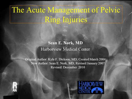 The Acute Management of Pelvic Ring Injuries