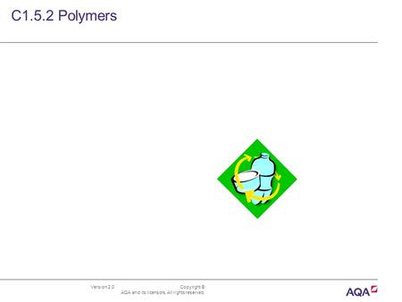 Version 2.0 Copyright © AQA and its licensors. All rights reserved. C1.5.2 Polymers.