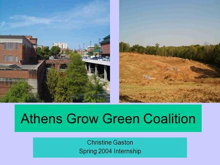 Athens Grow Green Coalition Christine Gaston Spring 2004 Internship.