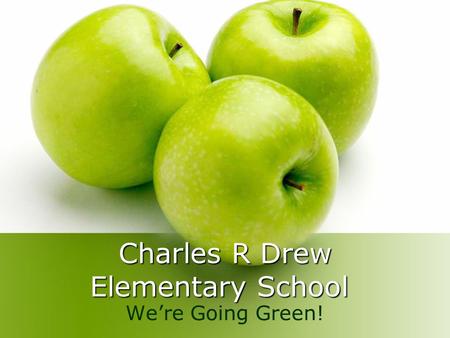 Charles R Drew Elementary School We’re Going Green!