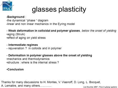 Les Houches 2007 : Flow in glassy systems glasses plasticity - Weak deformation in colloidal and polymer glasses, below the onset of yielding aging (Struik)