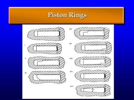Piston Rings. Pressure behind the FIRST compression ring is close to that in the cylinder Pressure behind the FIRST compression ring is close to that.