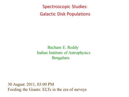 Spectroscopic Studies: Galactic Disk Populations