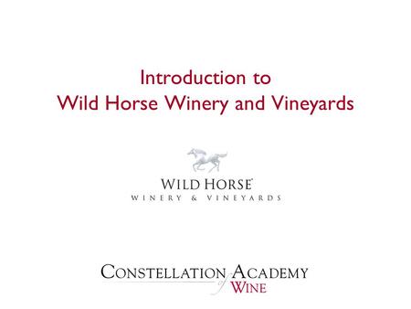 Introduction to Wild Horse Winery and Vineyards. Presentation Overview  History of Wild Horse Winery History of Wild Horse Winery  The Central Coast.