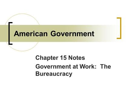 Chapter 15 Notes Government at Work: The Bureaucracy