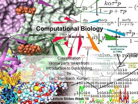 Computational Biology Lecture Slides Week 10 Classification (some parts taken from Introduction to Data Mining by Tan, Steinbach, Kumar)