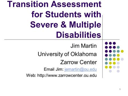 Transition Assessment for Students with Severe & Multiple Disabilities