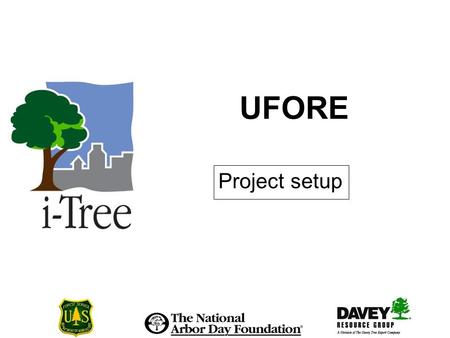 UFORE Project setup. Project setup I The UFORE project process Decide on UFORE analysis Read the Manual Make project decisions Make data collection decisions.