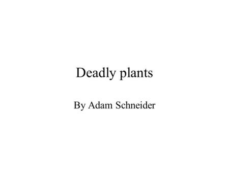 Deadly plants By Adam Schneider.