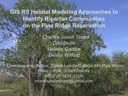 GIS RS Habitat Modeling Approaches to Identify Riparian Communities