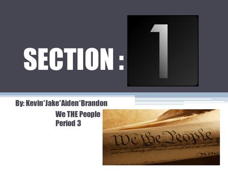 SECTION : By: Kevin*Jake*Aiden*Brandon We THE People Period 3.