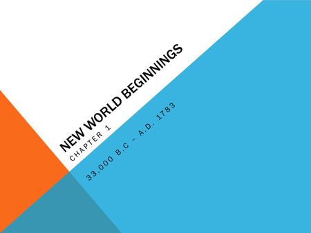 New World Beginnings 33,000 B.C – A.D. 1783 Chapter 1.