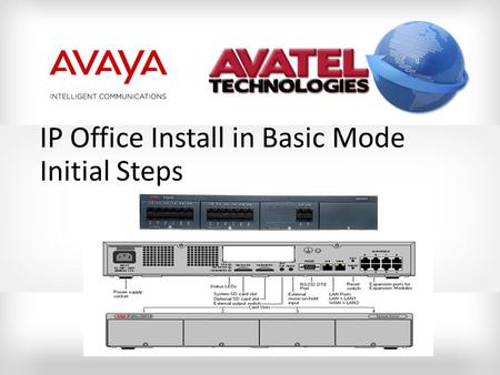 IP Office Install in Basic Mode Initial Steps. ©2009. All rights reserved. Overview of Process 1. Read all documents sent from Avatel concerning install.