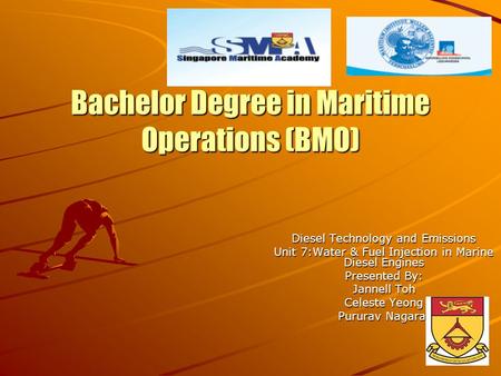 Bachelor Degree in Maritime Operations (BMO) Diesel Technology and Emissions Unit 7:Water & Fuel Injection in Marine Diesel Engines Presented By: Jannell.