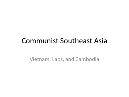 Communist Southeast Asia
