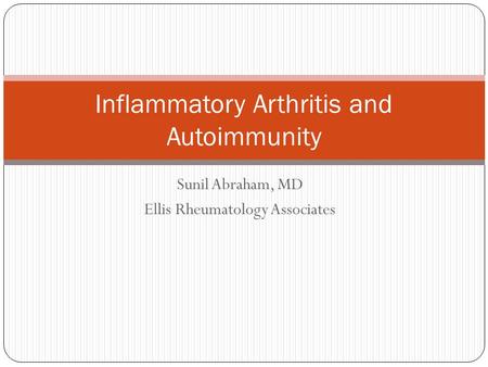 Inflammatory Arthritis and Autoimmunity