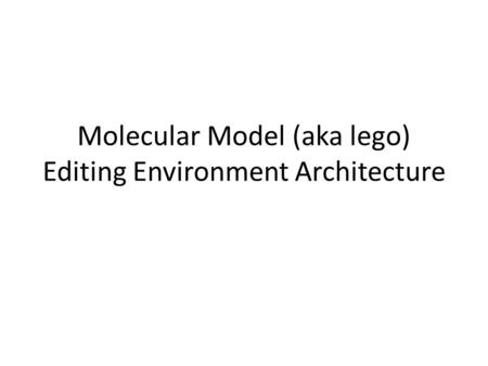 Molecular Model (aka lego) Editing Environment Architecture.