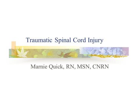 Traumatic Spinal Cord Injury