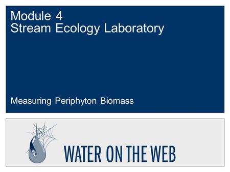 Module 4 Stream Ecology Laboratory Measuring Periphyton Biomass.