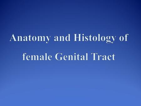Anatomy and Histology of female Genital Tract