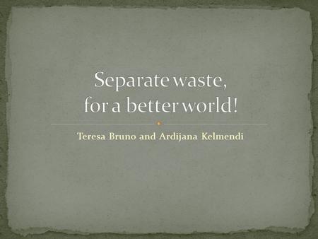 Teresa Bruno and Ardijana Kelmendi. Problem: Burn the rubbish Solution: Recycling.