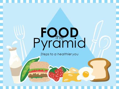 The Steps to a healthier you FOOD Pyramid. Eating Right Every Day  We will be learning about the relationship between good nutrition and health.
