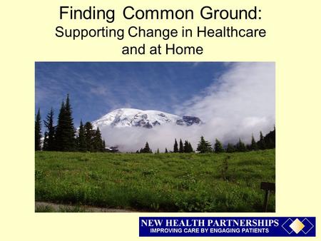 Finding Common Ground: Supporting Change in Healthcare and at Home.