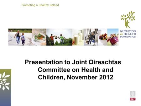 Presentation to Joint Oireachtas Committee on Health and Children, November 2012.
