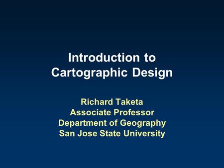 Introduction to Cartographic Design
