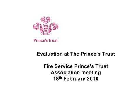 Evaluation at The Prince’s Trust Fire Service Prince's Trust Association meeting 18 th February 2010 Subtitle.