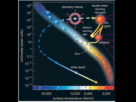 Supernovae and nucleosynthesis of elements > Fe Death of low-mass star: White Dwarf White dwarfs are the remaining cores once fusion stops Electron degeneracy.