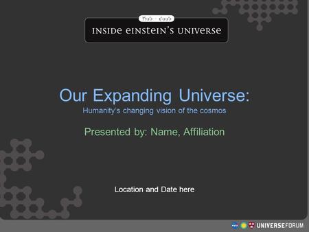 Our Expanding Universe Structure and Evolution of the Universe Workshop Our Expanding Universe: Humanity’s changing.