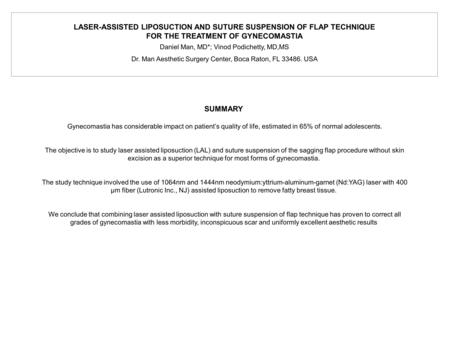 LASER-ASSISTED LIPOSUCTION AND SUTURE SUSPENSION OF FLAP TECHNIQUE