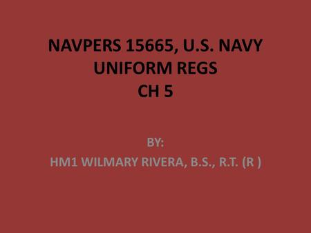 NAVPERS 15665, U.S. NAVY UNIFORM REGS CH 5