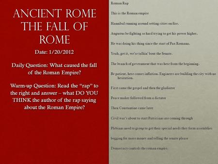 Ancient Rome The Fall of Rome