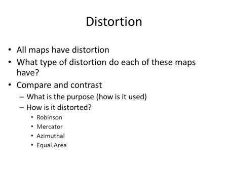 Distortion All maps have distortion