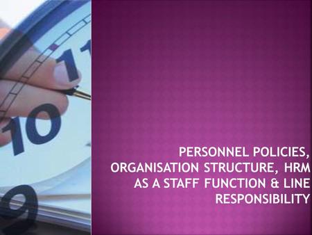 Personnel Policies, Procedures And Programmes