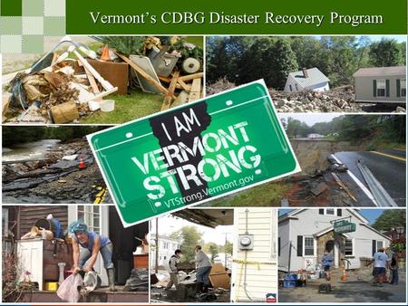 Vermont’s CDBG Disaster Recovery Program