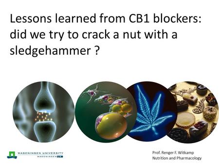 Lessons learned from CB1 blockers: did we try to crack a nut with a sledgehammer ? Prof. Renger F. Witkamp Nutrition and Pharmacology.
