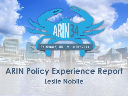 ARIN Policy Experience Report Leslie Nobile. Review existing policies – Ambiguous text/Inconsistencies/Gaps/Effectiveness Identify areas where new or.