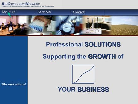 BUSINESS YOUR BUSINESS About us Services Contact SOLUTIONS Professional SOLUTIONS GROWTH Supporting the GROWTH of Why work with us?