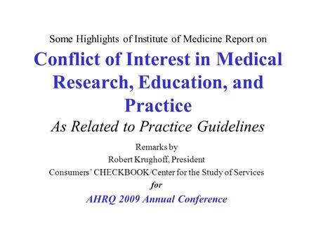 AHRQ 2009 Annual Conference