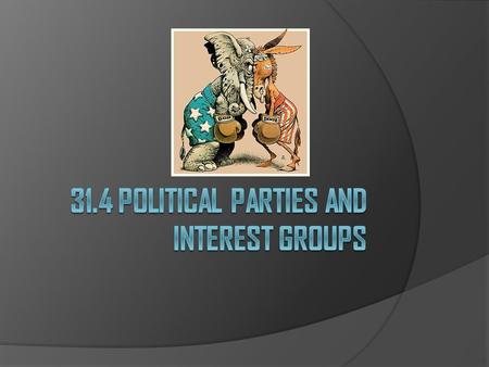 Political Parties  Political participation is an important duty of citizens in a democracy.  Political parties are one way for citizens to participate.