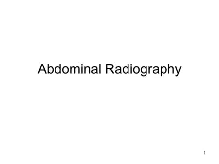 Abdominal Radiography
